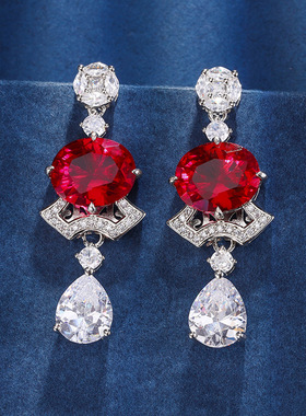 新款高档珠宝豪华镀18K金首饰套装彩宝高级复古裙摆套装女10*12