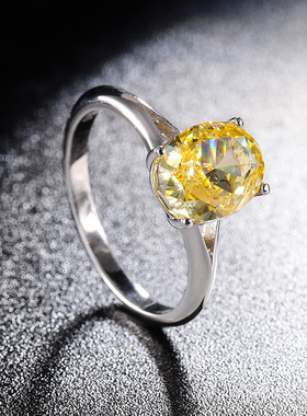 S925银镀18K金镶嵌高碳钻雷迪恩小鸽子蛋5克拉日常款戒指主石8*10