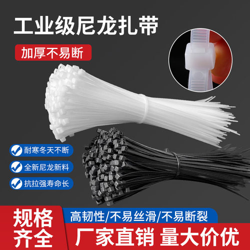 100根自锁式尼龙扎带3*100mm国标拉紧器束线带勒死狗扎丝国标扎绳 - 图2