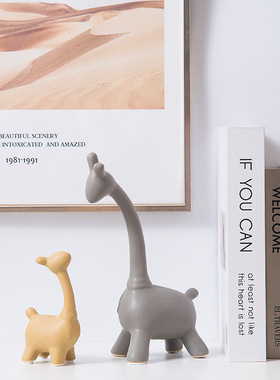 欧式陶瓷鹿小摆件家居玄关电视酒柜办公室简约小众创意装饰工艺品