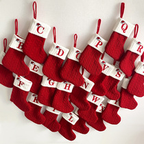 Red Christmas Socks Wool Knit Letters Socks Christmas Tree Pendant Gift Bags Christmas Decorations Candy Bags