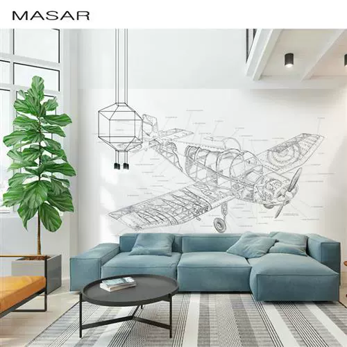 9d скандинавские простые обои для гостиной, спальни, эффект карандашного рисунка, Fokker, самолет, механическая схема, фон для детской комнаты, фреска