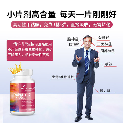 德国进口甲钴胺营养修复神经维生素b族维生素b12正品官方旗舰店 - 图1