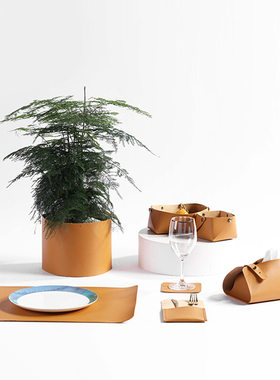 现代简约创意皮革金属纸巾盒收纳盒烛台桌垫样板间售楼处酒架摆件