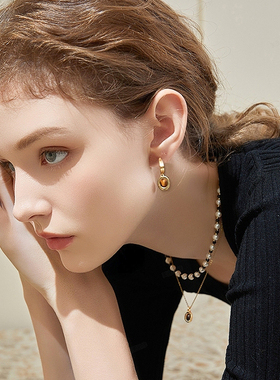 虎眼石黑玛瑙项链女多巴胺穿搭