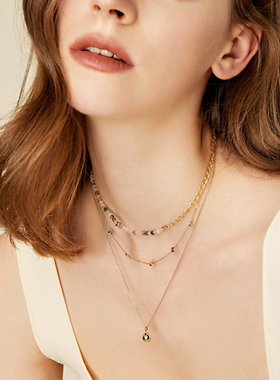 高露五芒星五彩星恋项链纯银S925