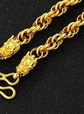 项链镀黄金霸气越南沙金麻花龙头项饰男士仿真金新款男女男爆款