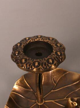 摆件创意软装家用简约现代人物轻奢荷叶青蛙倒流香炉铜室内塔茶道