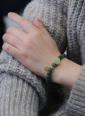 手链手天然和田玉饰转运珠礼物设计女小众7/8mm弥勒佛手串桶珠吊