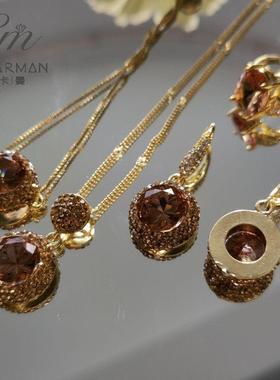 项链手链送女生礼物饰链耳夹琉璃耳饰不款现货苏丹石四件套小套装