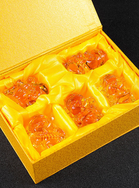 黄水晶五路财神摆件招财进宝