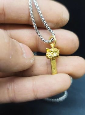 男女情侣黄铜舞狮头狮来运转