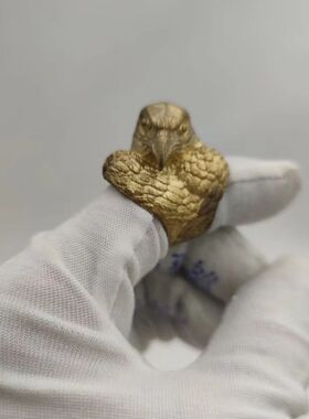男黄铜霸气老鹰头戒指饰品