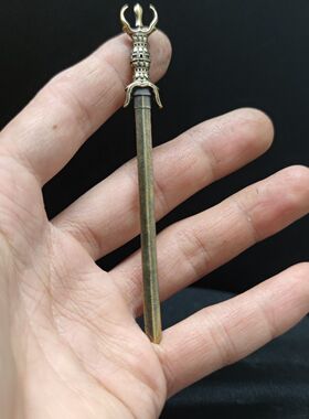 真言宗三叉不动明王剑黄铜俱利伽罗不神龙剑复古吊挂坠项链手把件