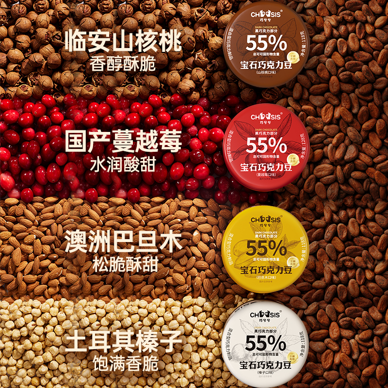 【李佳琦直播间】巧兮兮宝石巧克力豆黑巧涂层休闲下午茶小零食