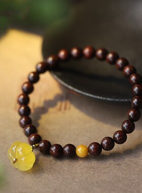 老料金星小叶紫檀佛珠手链6mm原