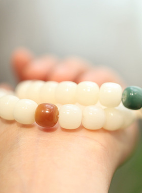 天然白玉菩提手串白菩提根老型风