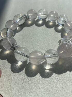 【窗边海棠】天然粉水晶手串白水