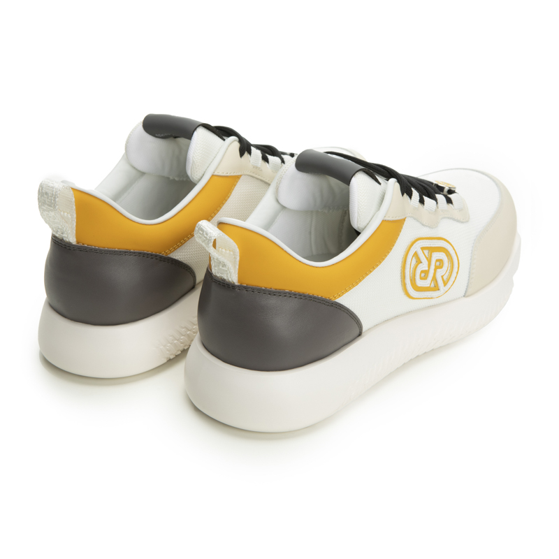 RARE威雅意大利男鞋 夏季新款运动鞋休闲拼接白底撞黄色休闲鞋