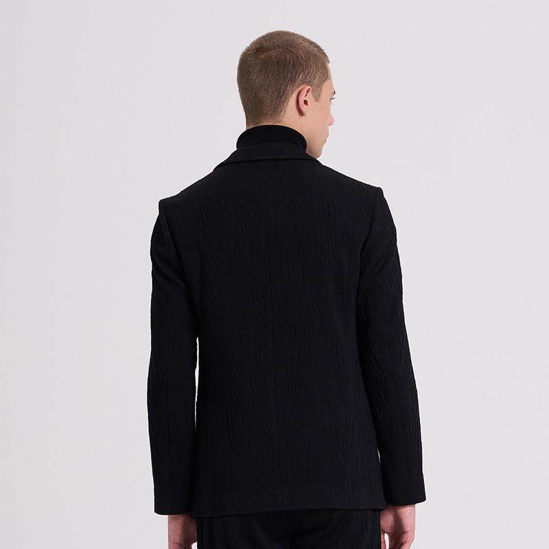 RARE威雅男装 秋冬新款黑色外套水波纹肌理羊毛针织男士休闲西服,淘宝优惠券,粉丝福利购,淘宝优惠卷