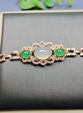 天然冰种玉髓镶嵌手牌上新女士款时尚简约百搭手链手串手饰品