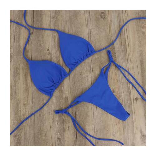Solid halterneck adjustable lace-up bikini纯色挂脖系带比基尼 - 图3