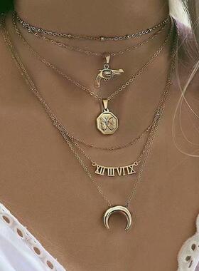 fashion necklace women cross jewelry 小众埃及风多层项链