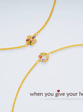 新款镀金彩色镶钻手链女个性时尚手饰仿黄金色人工锆石百搭手链