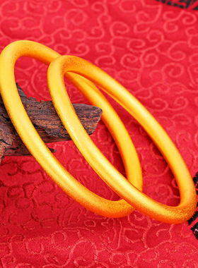 高品质沙金古法心经手镯传承手镯女闭口实心磨砂手环久不掉色