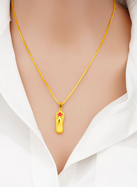 钛金锁骨项链女简约时尚轻奢风沙金项坠镀金气质气质细链条不掉色