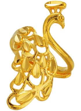 戒指女时尚个性越南沙金活口指环满天星情侣戒子孔雀首饰带花饰品