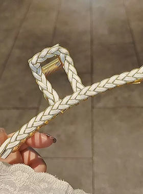 亲爱的仇敌陈妍希陈凯西同款白色编织抓夹发夹女盘发鲨鱼夹韩国