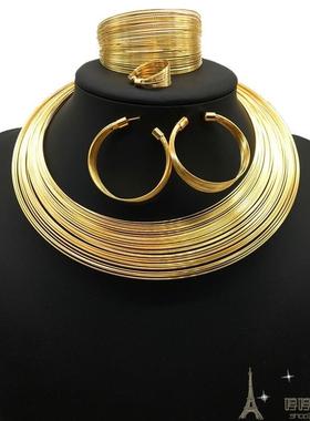 Fashion new women necklace earrings bracelet rings set2024女