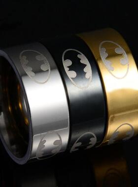 8mm超人蝙蝠侠钛钢戒指指环男女情侣 欧美不锈钢钛钢饰品礼品