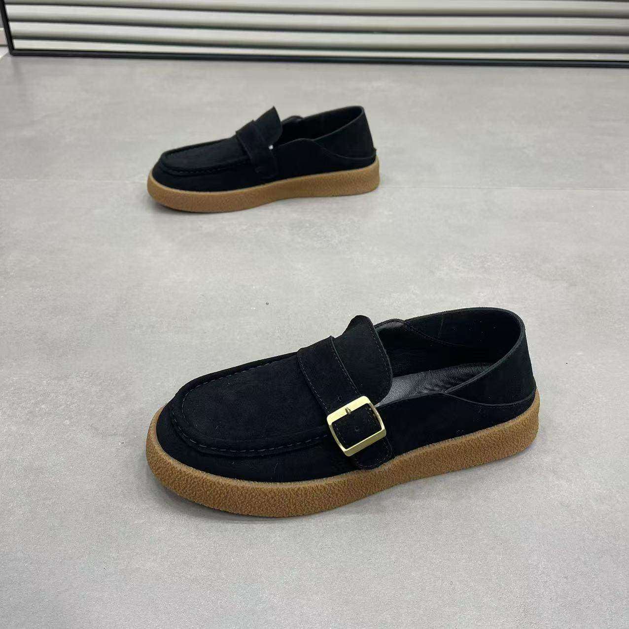 2026年秋季新款磨砂皮一脚蹬懒人豆豆鞋透气乐福鞋男士百搭轻便鞋,淘宝优惠券,粉丝福利购,淘宝优惠卷