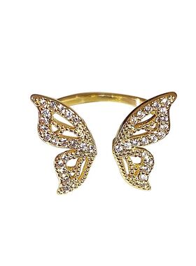 2024Open Design Pave Zircon Butterfly Ring Wedding Jewelry