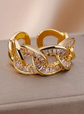 Stainless Steel Chain Rings For Women Gold Plated 2024