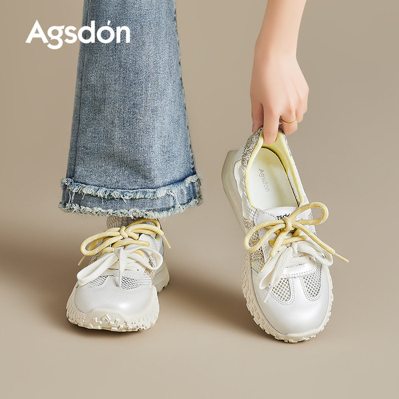 奥古狮登正品小白鞋女2026年新款夏季薄款镂空网面阿甘德训鞋厚底,淘宝优惠券,粉丝福利购,淘宝优惠卷