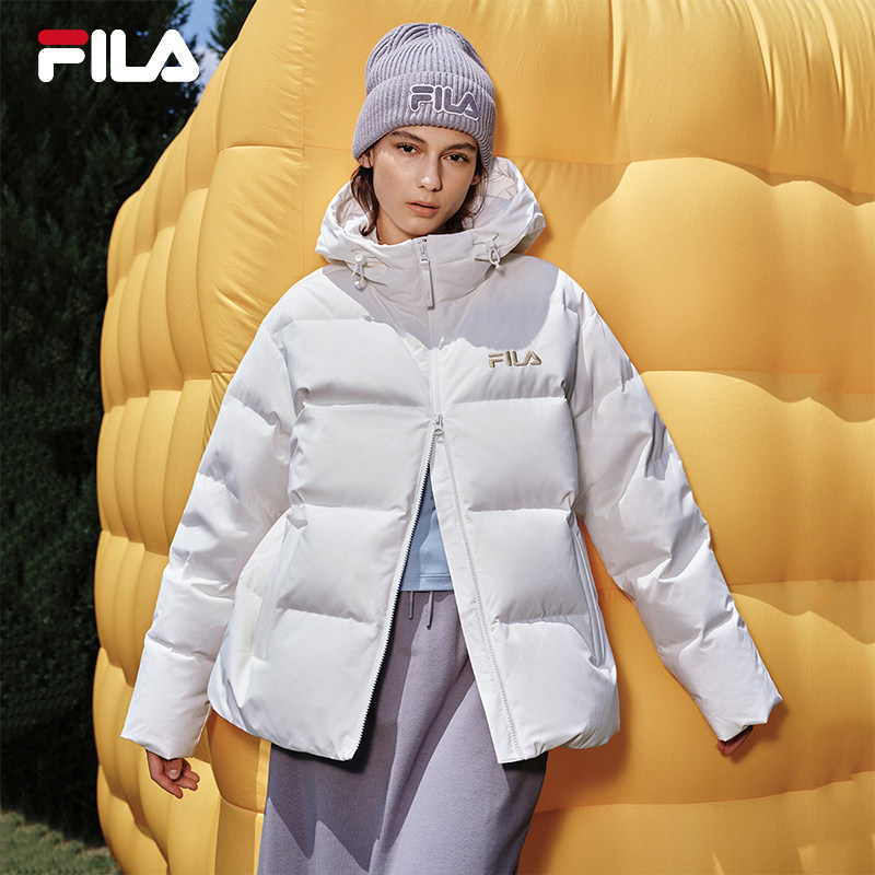 FILA斐乐情侣连帽羽绒服女2025年冬季新款时尚多彩防风保暖外套男,淘宝优惠券,粉丝福利购,淘宝优惠卷