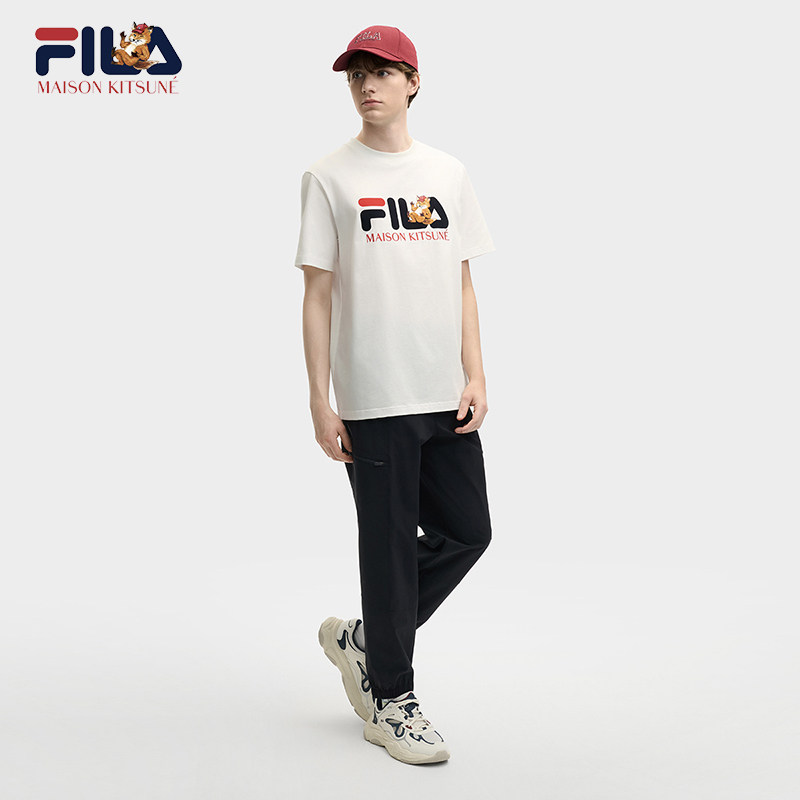 FILA 斐乐官方男子针织短袖衫2025夏新款小狐狸刺绣休闲纯棉T恤,淘宝优惠券,粉丝福利购,淘宝优惠卷