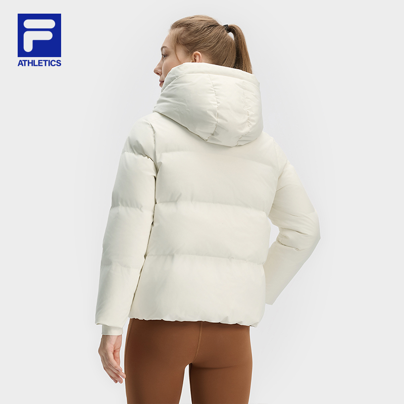 FILA 斐乐官方女士羽绒服2024冬季新款健身运动基础保暖连帽外套