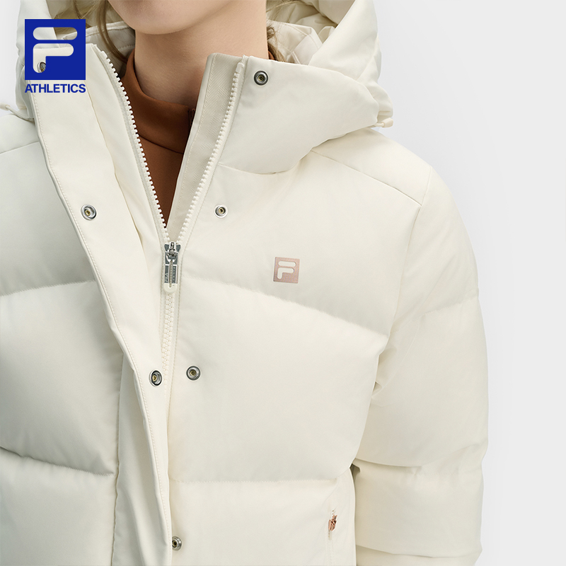 FILA 斐乐官方女士羽绒服2024冬季新款健身运动基础保暖连帽外套