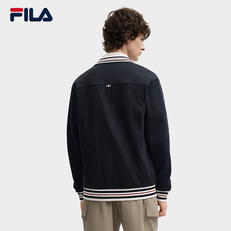 FILA 斐乐官方男士针织长袖外套2025冬新款休闲简约商务时尚上衣 - 图0