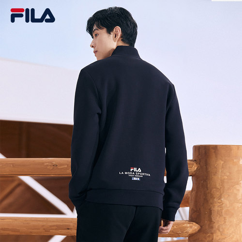 FILA 斐乐官方男士针织长袖外套2026春时尚休闲运动基础立领上衣 - 图0