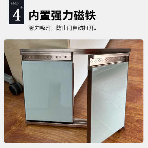 带框橱柜门定制C拉手自带孔钢化玻璃门订做整体铝合金边框灶台门 - 图3