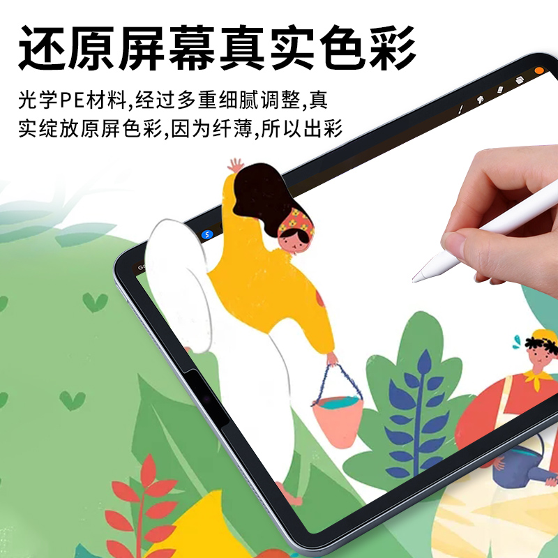 iPad全屏类纸膜2021款air4/3手写ipadpro12.9英寸11绘画苹果平板贴膜10.5磨砂黑边mini5防蓝光屏幕保护膜边框-图3