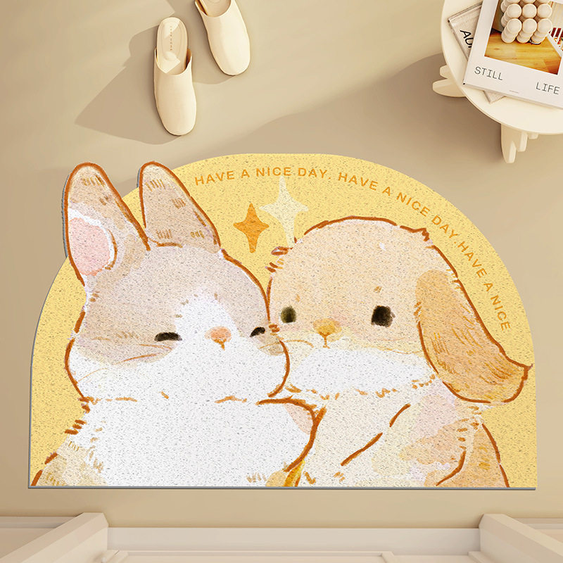 Ins cream style bunny scrapes mud and soil anti-slip floor mat