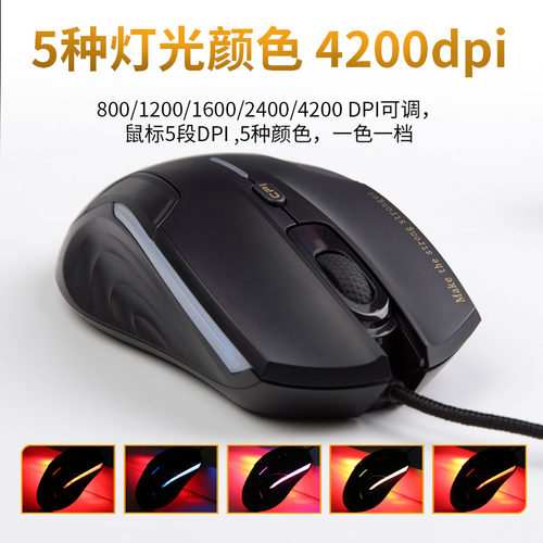 新贵猎鲨豹N5000有线游戏竞技鼠标USB电脑台式笔记本cf竞技宏编程 - 图0