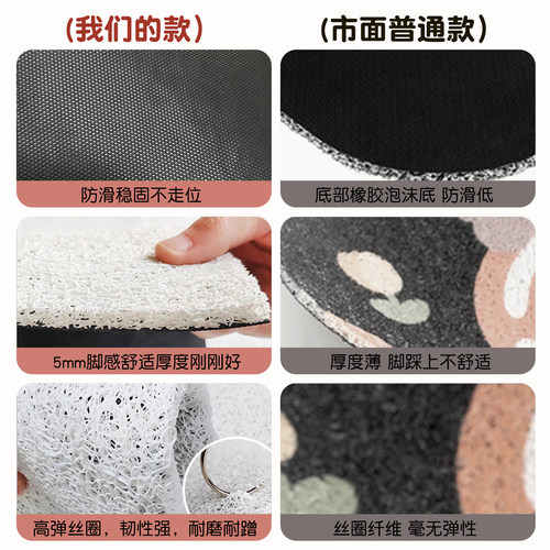 汽车丝圈脚垫主驾驶单片专用地垫可爱卡通女生通用耐脏防滑地毯 - 图3