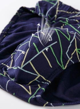 Mid-waist cotton men's briefs plus size fat print shorts